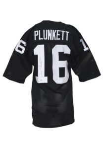 Late 1980s Jim Plunkett Oakland Raiders Game-Issued & Autographed Home Jersey