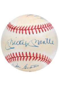 Late 1980s New York Yankees Multi-Signed Reunion Baseball with Mantle & Ford