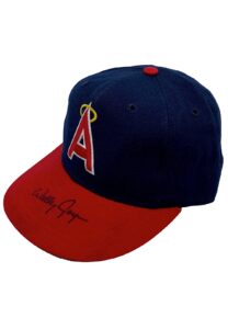 Late 1980s Wally Joyner California Angels Game-Used & Signed Cap