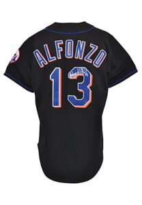 Late 1990s Edgardo Alfonzo New York Mets Game-Used & Dual Autographed Black Alternate Jersey