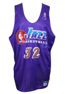 Late 1990s Karl Malone Practice-Worn Reversible Pinnie