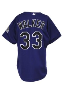 Late 1990s Larry Walker Colorado Rockies Game-Used Purple Alternate Jersey