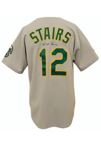 Late 1990s Matt Stairs Oakland A’s Game-Used & Autographed Road Jersey