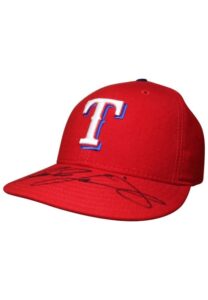 Late 1990s Texas Rangers Autographed Cap Attributed To Ivan “Pudge” Rodriguez