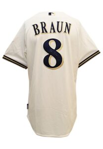 Late 2000s Ryan Braun Milwaukee Brewers Game-Used & Autographed Home Jersey