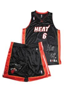 LeBron James Miami Heat Photo Shoot Worn & Autographed Black Uniform