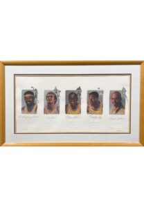 Los Angeles Lakers Legends Multi-Signed & Framed Lithograph Including Chamberlain, Magic, Kareem, Elgin Baylor & Jerry West