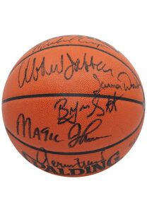 Los Angeles Lakers Showtime Back-To-Back Champs Multi-Signed Championship LE Spalding Basketball Including Kareem, West & More