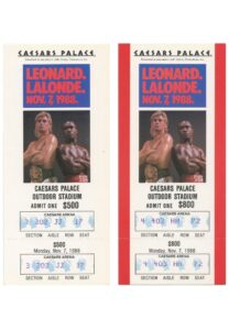 Lot of 11/7/1988 Sugar Ray Leonard vs. LaLonde Full Fight Tickets