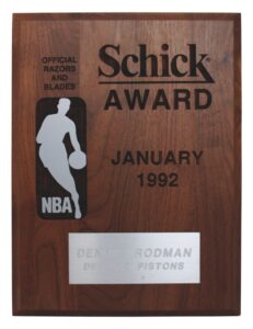 Lot of 1992 Dennis Rodman Detroit Pistons Schick Awards