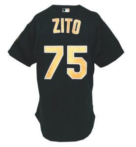 Lot of 2001 Oakland A’s Game-Used Jerseys – Tim Hudson Road & Barry Zito Alternate