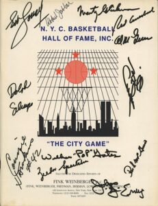 Lot of 21 Signed Induction Basketballs NYC Basketball Hall of Fame Inductees and Autographed Inaugural Program