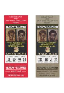 Lot of 9/16/1981 Hearns vs. Leonard Full Fight Tickets