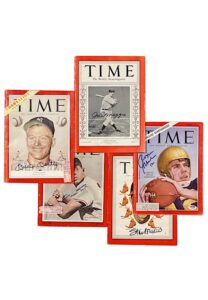 Lot Of Autographed “Time” Magazines Including Mantle, Mays, Musial, DiMaggio & Staubach