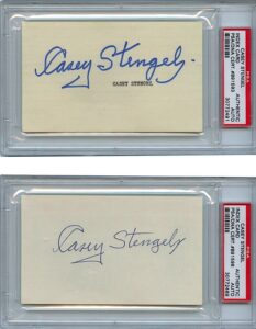 Lot of Casey Stengel Autographed Index Cards