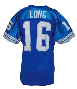 Lot of Detroit Lions Quarterbacks Game-Used Home Jerseys  – Mitchell & Long