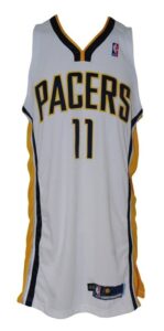 Lot of five Game-Used Home Indiana Pacers Jerseys