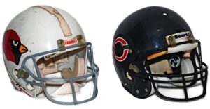 Lot of Game-Used Football Helmets – Cardinals & Bears