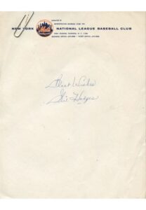 Lot of Gil Hodges Signed NY Mets Stationary