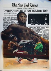 Lot of Joe Frazier Autographed NY Times Repro Posters after Ali Fight