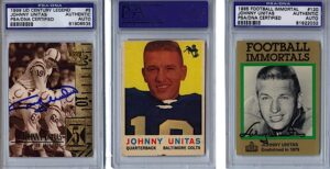 Lot of Johnny Unitas Autographed Football Cards