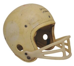 Lot of Johnny Unitas Store Bought Helmet, Shoulder Pads with Model Cleats