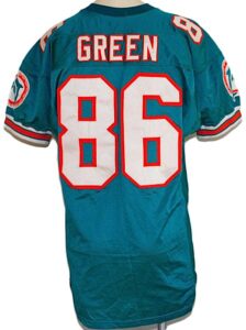 Lot of Miami Dolphins Game-Used Home Jerseys – Green & Mixon