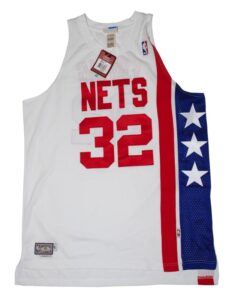 Lot of NY/NJ Nets Autographed Replica Jerseys – Erving, Kidd, Jefferson, Harris & Carter