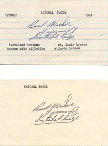 Lot of Satchel Paige Autographed Index Cards