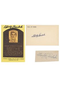 Lot of Stanley Coveleski, Bob Lemon & Rick Ferrell Autographed HoF Plaque Postcards & Cuts