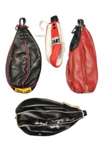 Lot of Sugar Ray Leonard Training Speed Bags with One Autographed