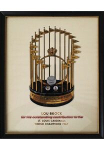 Lou Brock’s 1967 St. Louis Cardinals World Series Championship Trophy Display