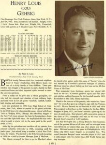 Lou Gehrig Autographed Who’s Who in MLB Page