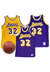 Magic Johnson LA Lakers Autographed Jerseys & Basketball