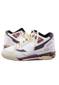 Magic Johnson LA Lakers Game-Used Shoes Signed By Magic, Dr J & Others