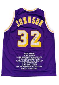 Magic Johnson LA Lakers Signed Stat Jersey