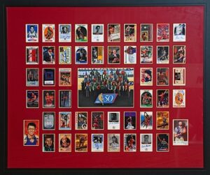 Magnificent Framed NBA Top 50 All-Time Players Autographed Card Display Piece