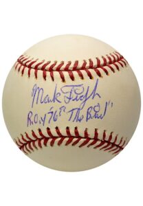 Mark Fidrych Detroit Tigers Single-Signed & Inscribed “R.O.Y. 76 The Bird” OML Baseball