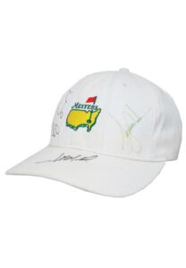 Masters Tournament Cap Signed by Tiger Woods, Vijay Singh & Jose Maria Olazabal