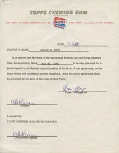 May 28, 1956 Willie Mays Contract with Topps Bazooka Gum, Inc.