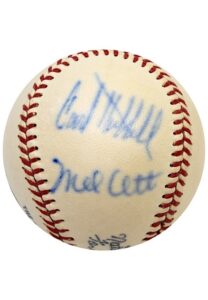 Mel Ott & Carl Hubbell Dual-Signed ONL Baseball