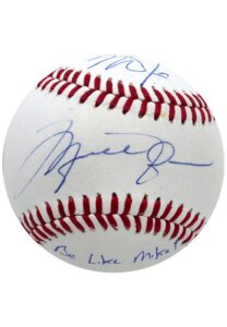 Michael Jordan & Mike Trout Dual-Signed & Inscribed “Be Like Mike” Baseball