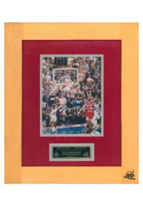 Michael Jordan Signed Last Shot Photo Framed With LE Final Game Floor