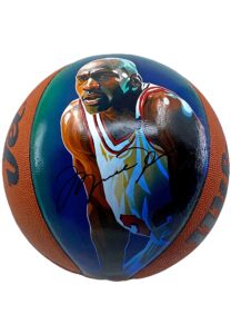 Michael Jordan Signed Painted Portrait Basketball