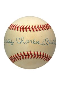 Mickey Charles Mantle Full Name Single-Signed Baseball