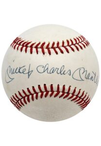 Mickey “Charles” Mantle Full Name Single-Signed OAL Baseball