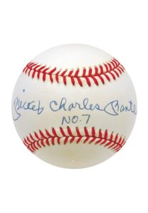 “Mickey Charles Mantle No. 7” Single-Signed Baseball