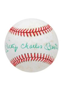 Mickey Charles Mantle Single-Signed Baseball