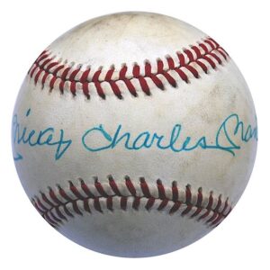 Mickey Charles Mantle Single-Signed Baseball