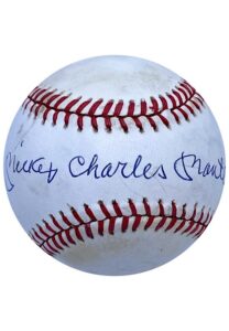 Mickey Charles Mantle Single-Signed OAL Baseball